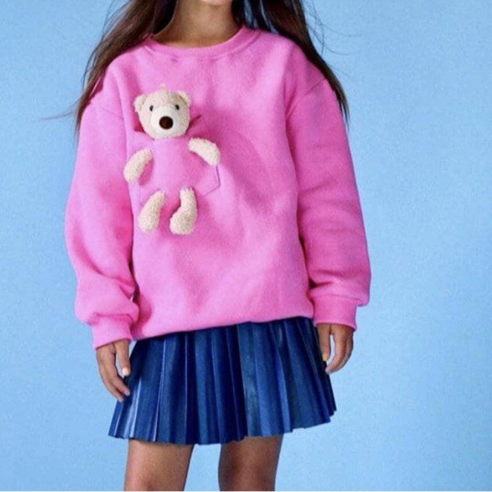 Pink Sweatshirt with Teddy Bear Design